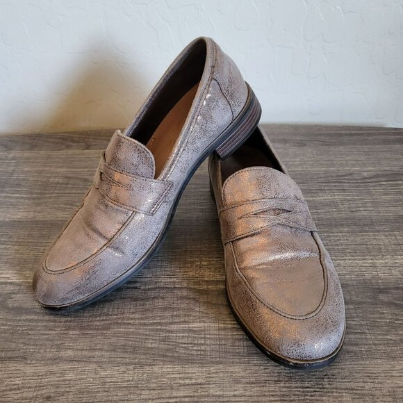 Clarks Metallic Copper Trish Rose Loafer Slip-On Shoe Faux Leather Size Womens 8 - Picture 9 of 9